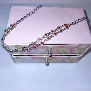 Red Siam Choker Necklace Double Row Rhinestones BUNDLE Only